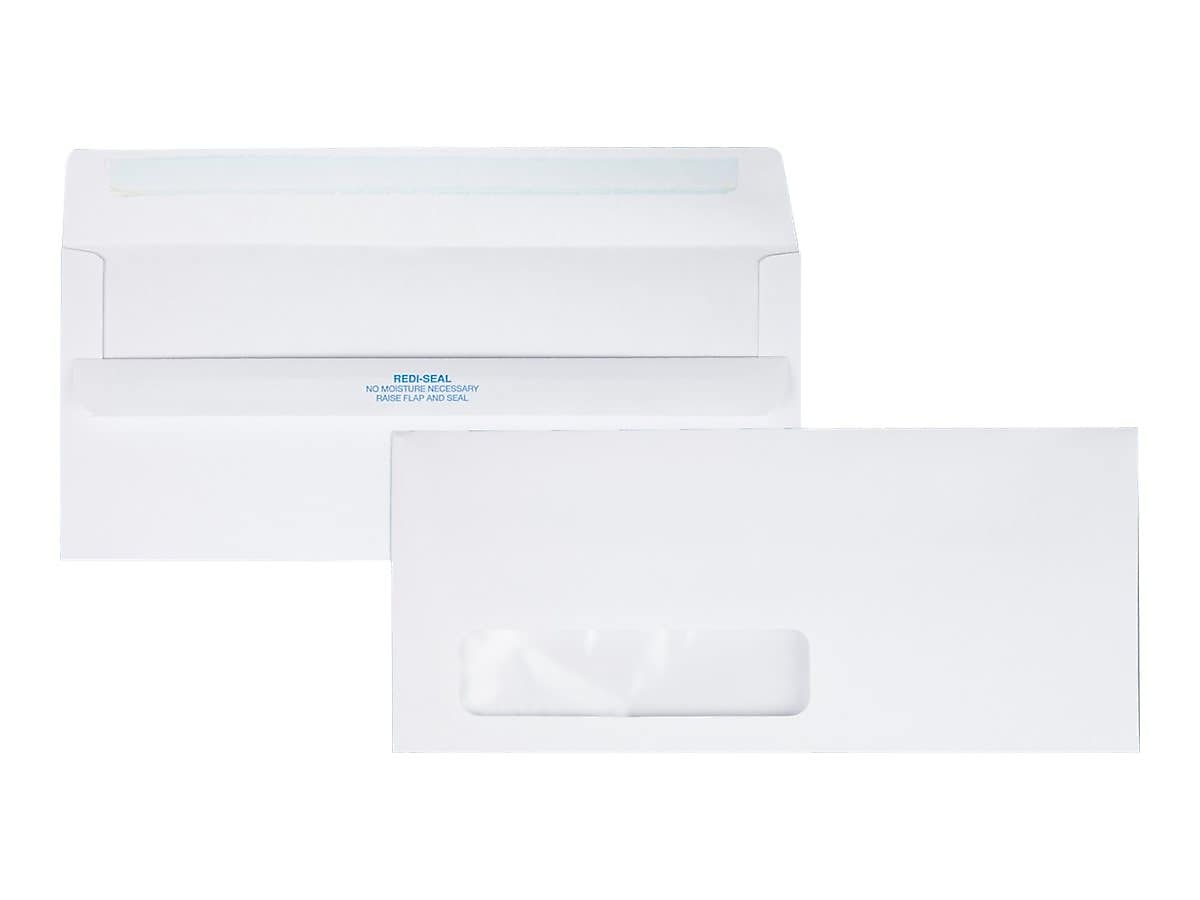 Quality Park Redi-Seal #10 Window Envelopes, 4 1/8" x 9 1/2", White Wove, 500/Box (21318)
