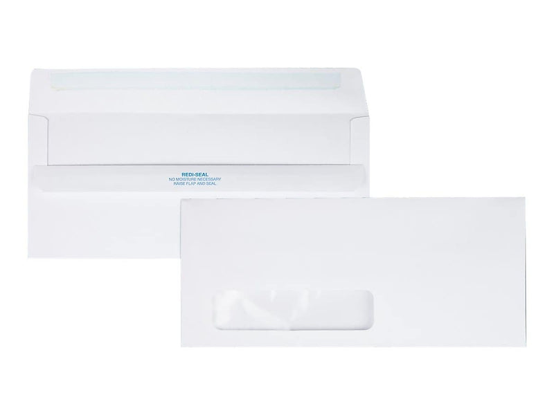 Quality Park Redi-Seal #10 Window Envelopes, 4 1/8" x 9 1/2", White Wove, 500/Box (21318)