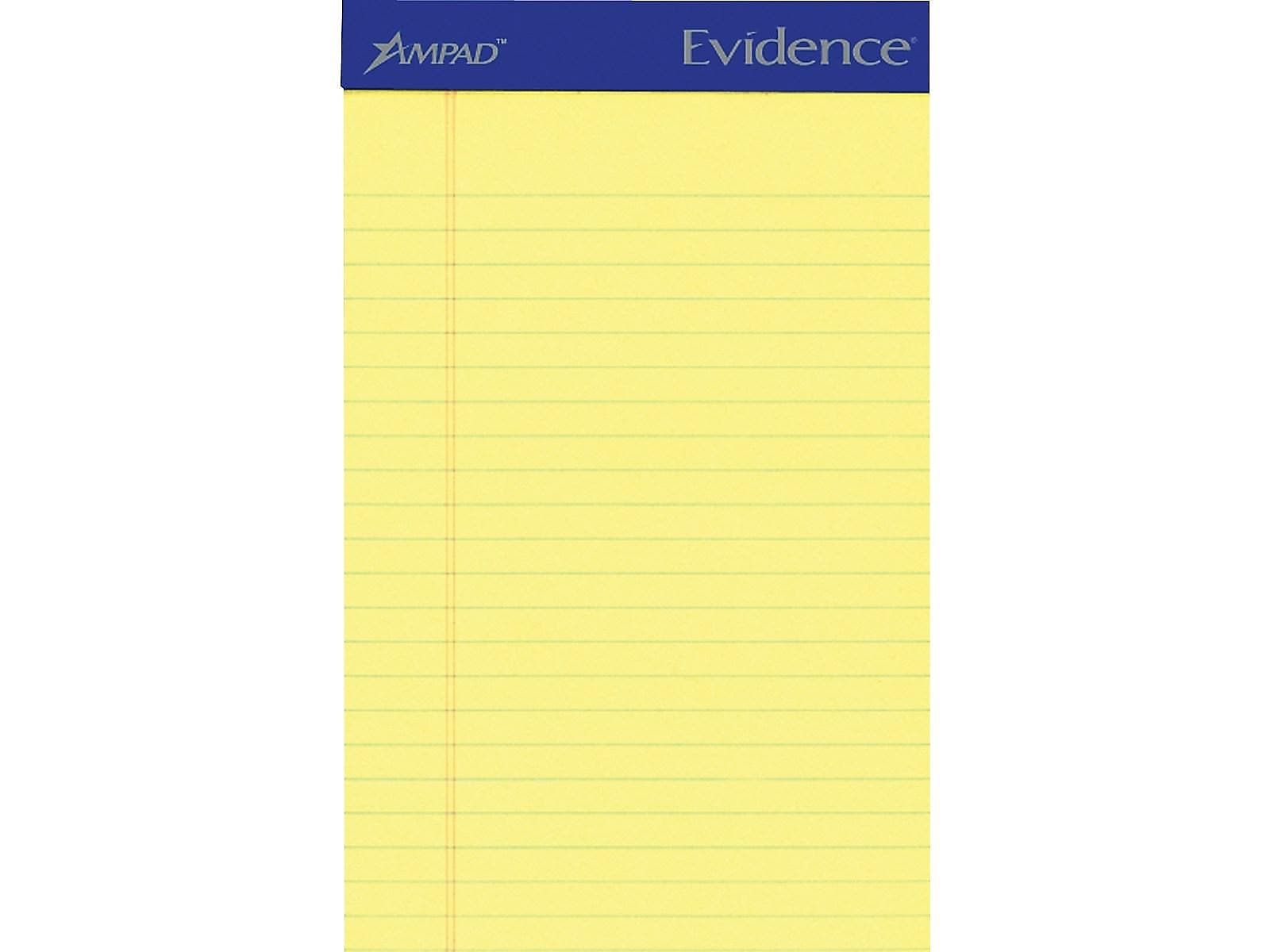 Ampad Evidence Notepads, 5" x 8", College Rule, Canary, 50 Sheets/Pad, 12 Pads/Pack (TOP20-204)