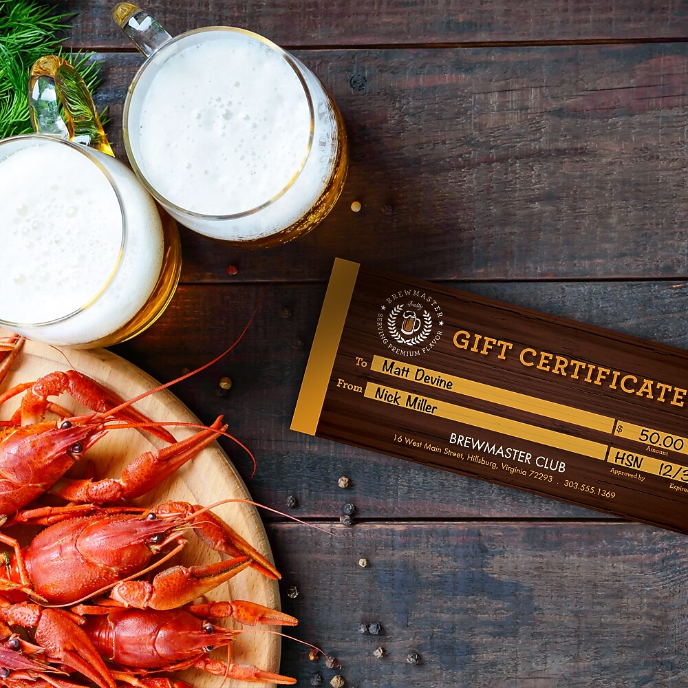 Full Color Gift Certifcate, Printed 1 Side, 14 Pt. Uncoated, 100/Box