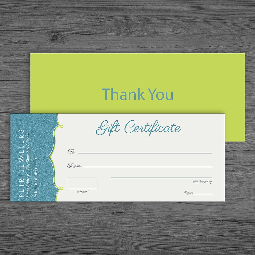 Full Color Gift Certificate, Printed Both Sides, 14 Pt. Uncoated