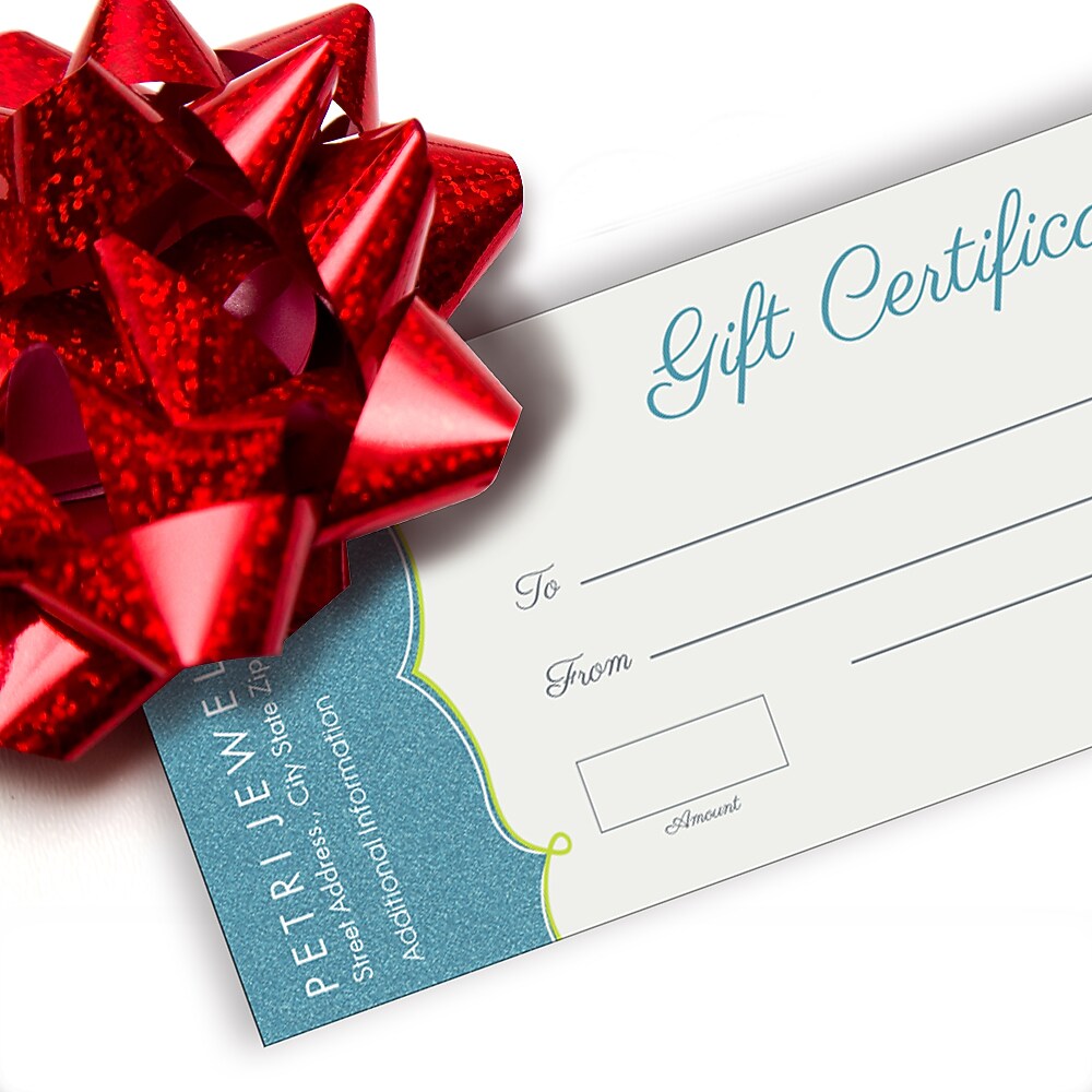 Full Color Gift Certificate, Printed Both Sides, 14 Pt. Uncoated