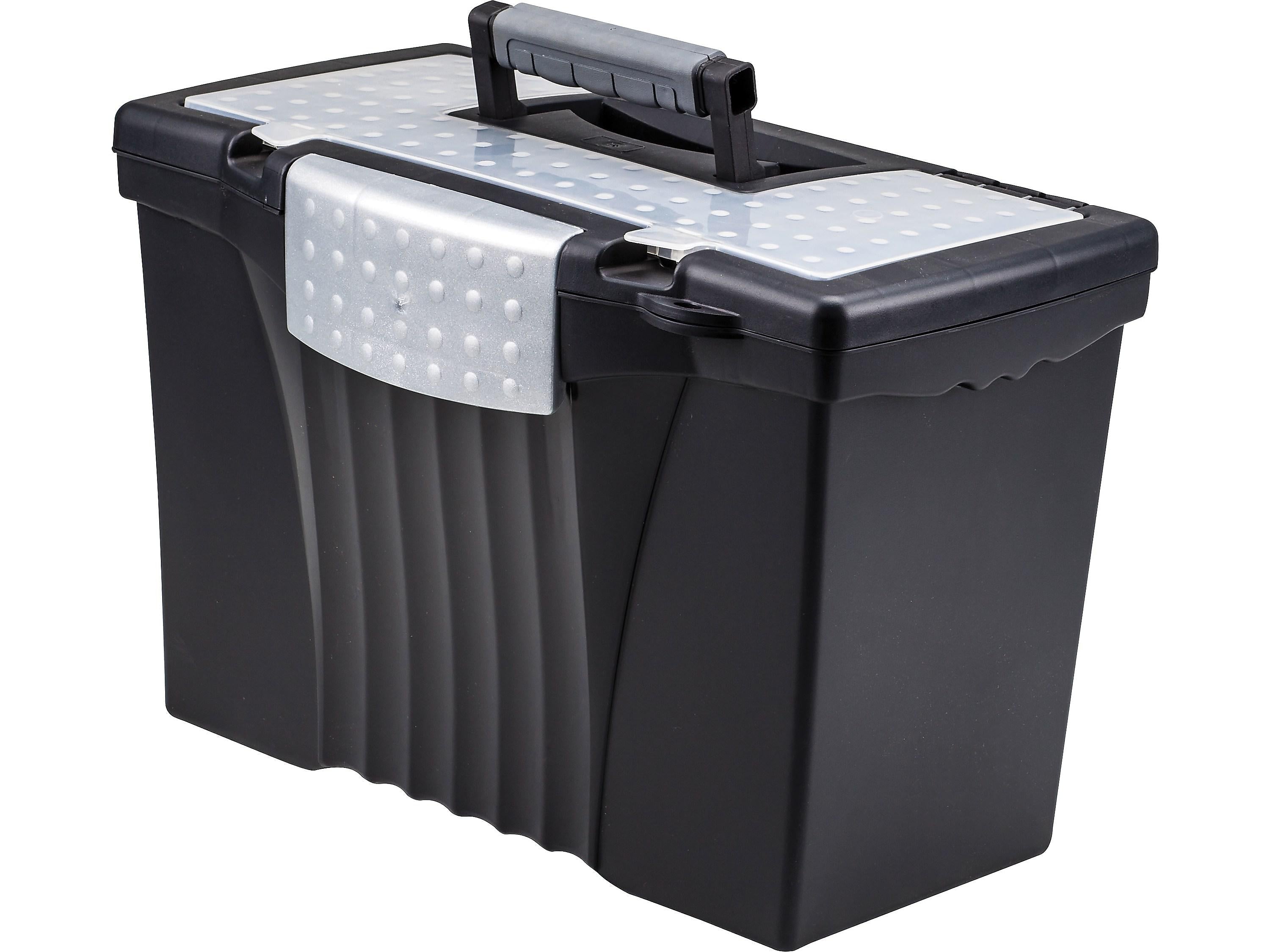 Storex File Storage Box with Organizer Lid, Letter/Legal Size, Black (61510U01C)