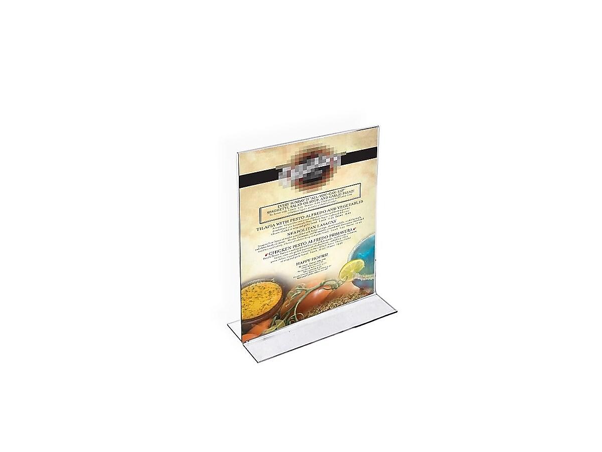 Azar Sign Holder, 4" x 6", Vertical, Table Top, Clear, Acrylic, 10/Pack (152726)