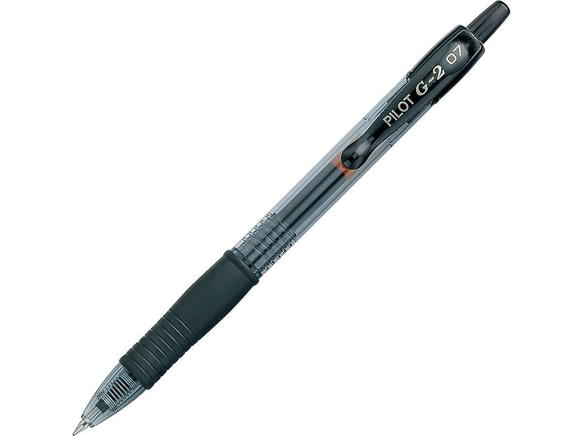 Pilot G2 Retractable Gel Pens, Fine Point, 0.7mm, Black Ink, Dozen (31020)