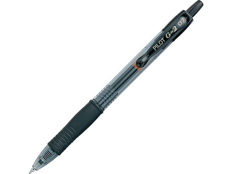 Pilot G2 Retractable Gel Pens, Fine Point, 0.7mm, Black Ink, Dozen (31020)