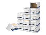 Bankers Box File/Cube Quick Set-Up Corrugated File Storage Box Shells, Letter/Legal Size, White/Blue, 6/Carton (0162601)