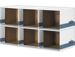Bankers Box File/Cube Quick Set-Up Corrugated File Storage Box Shells, Letter/Legal Size, White/Blue, 6/Carton (0162601)