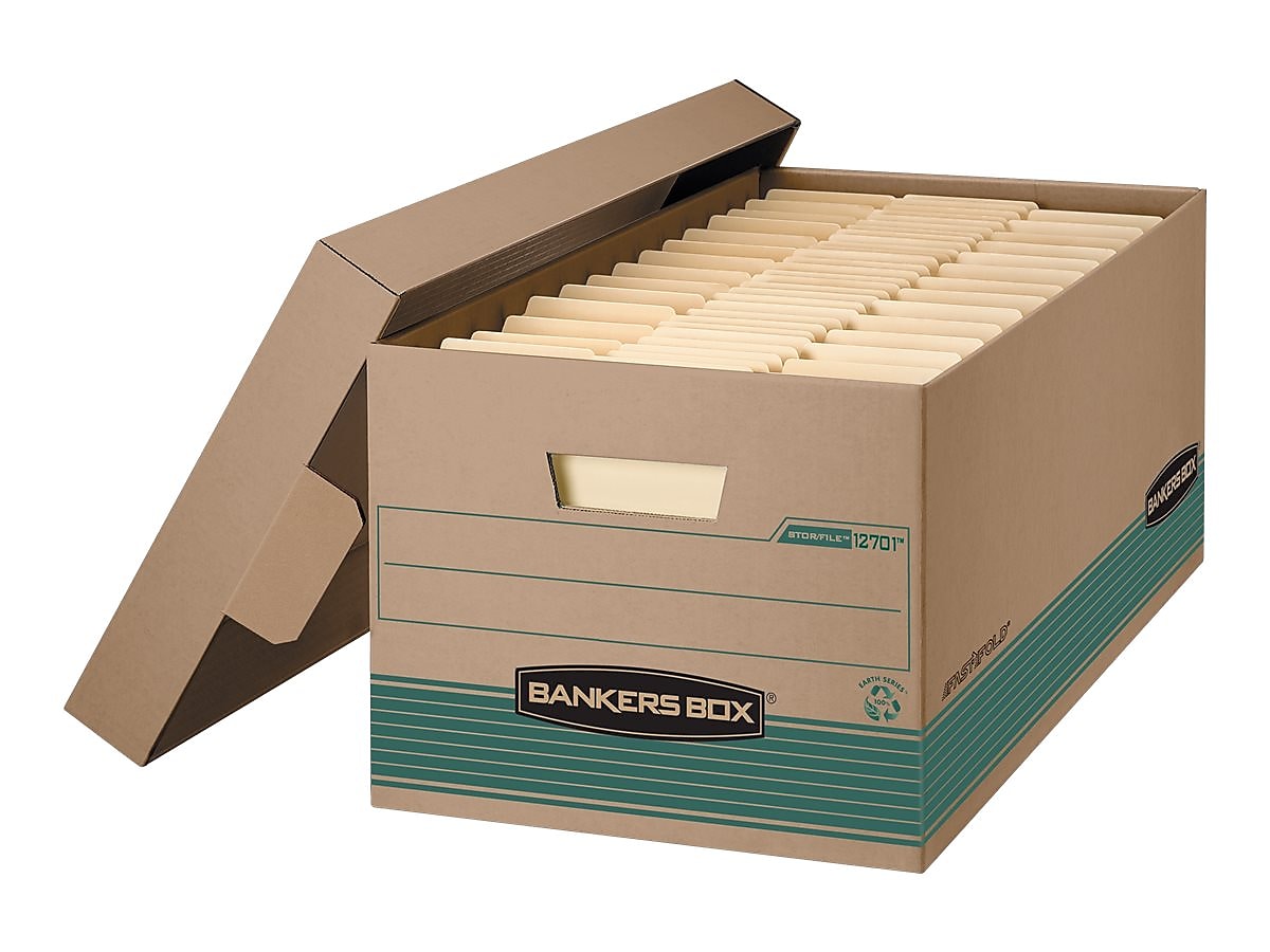 Bankers Box Stor/File Medium-Duty File Storage Boxes, Lift-Off Lid, Legal Size, Brown, 12/Carton (1270201)
