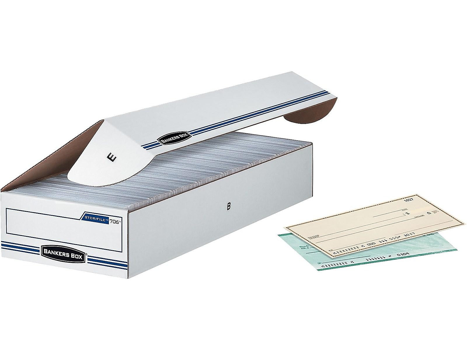 Bankers Box Stor/File Basic Duty Storage Boxes, Check Size, White/Blue, 12/Carton (00706)