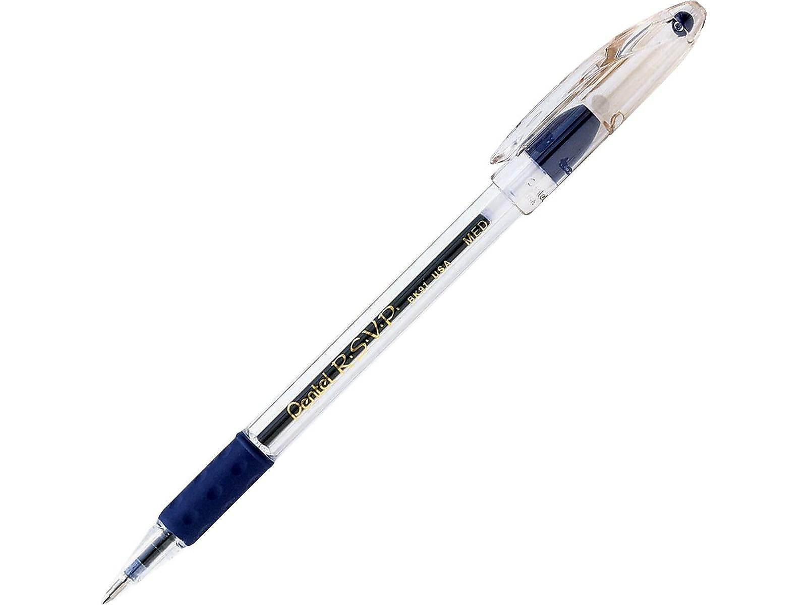 Pentel R.S.V.P. Ballpoint Pens, Medium Point, 1.0mm, Blue Ink, Dozen (BK91-C)
