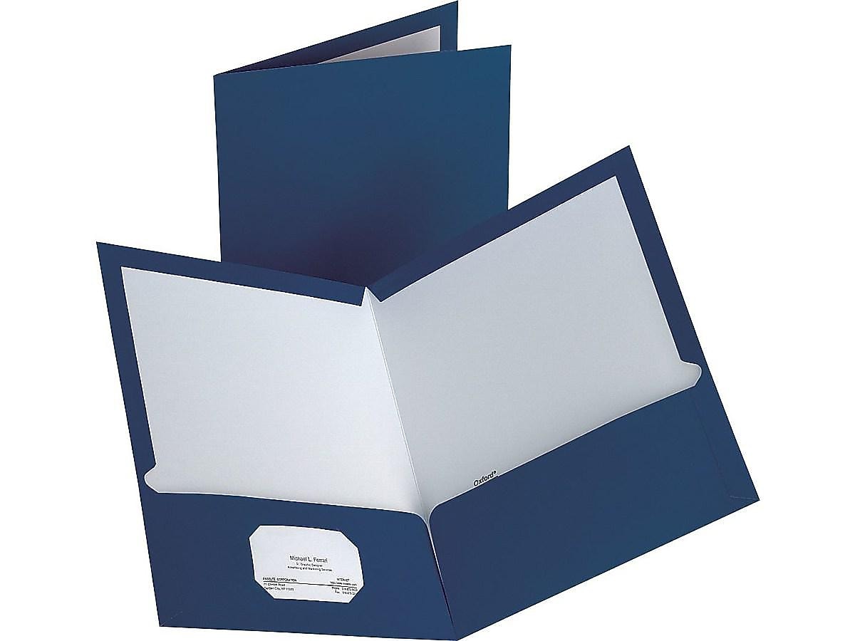 Staples Glossy 2-Pocket Paper Folder, Dark Blue, 10/Pack (13372-CC)
