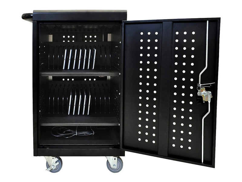 Luxor Lockable 30-Unit Laptop Storage Cabinet, Black Steel (LLTM30-B)