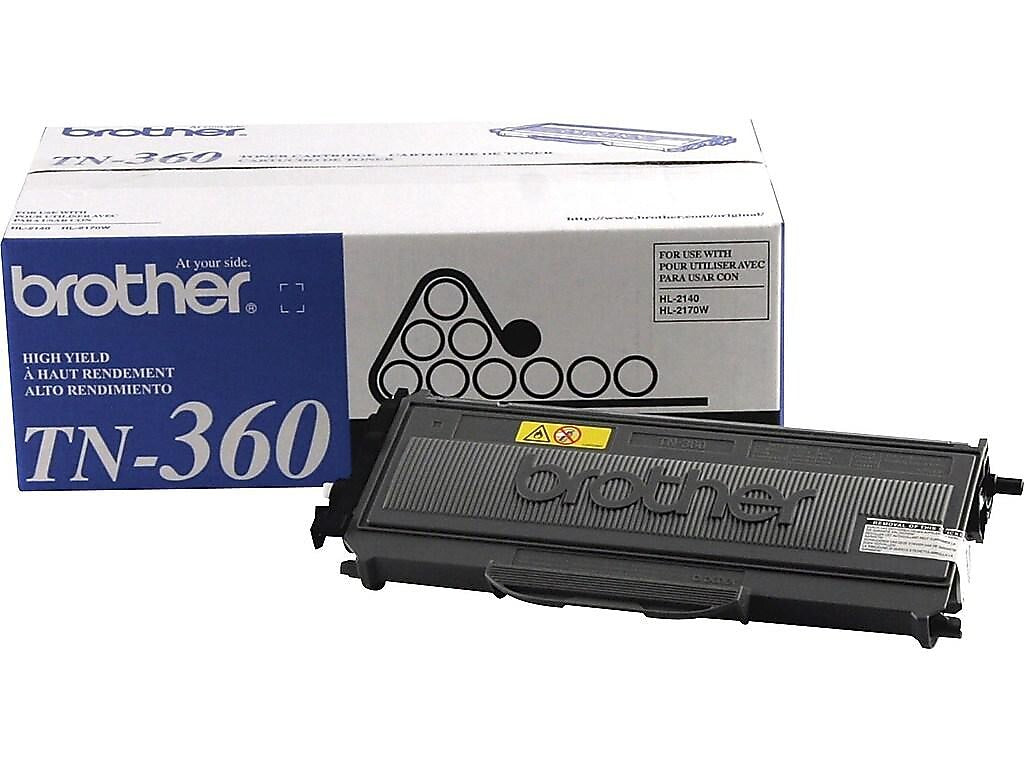 Brother TN-360 Black High Yield Toner Cartridge, 2/Pack (TN3602PK)