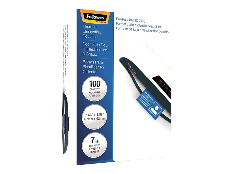 Fellowes Thermal Laminating Pouches, ID Tag, 7 Mil, 100/Pack (FEL52050)