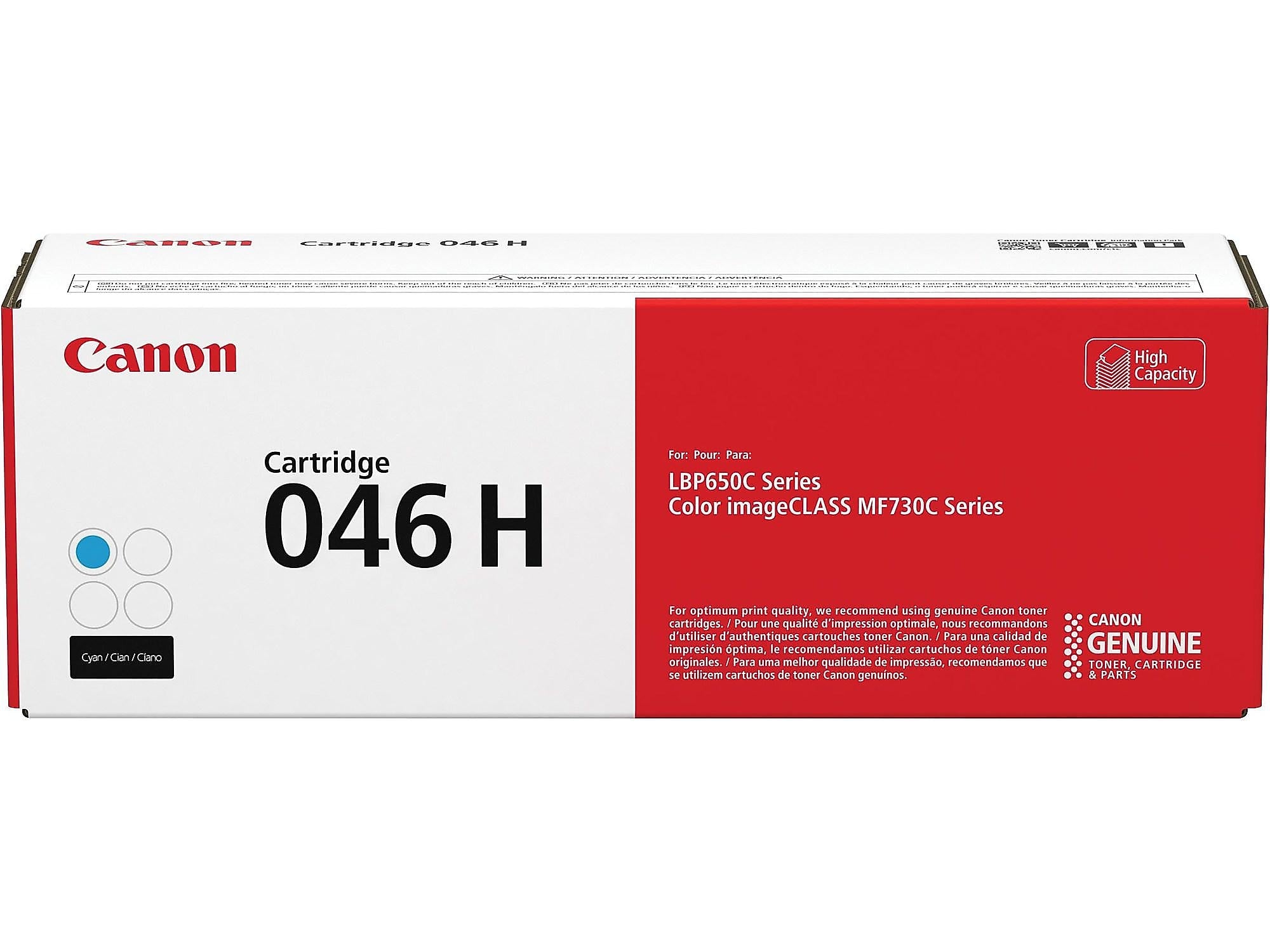 Canon 046 H Cyan High Yield Toner Cartridge, Prints Up to 5,000 Pages (1253C001)