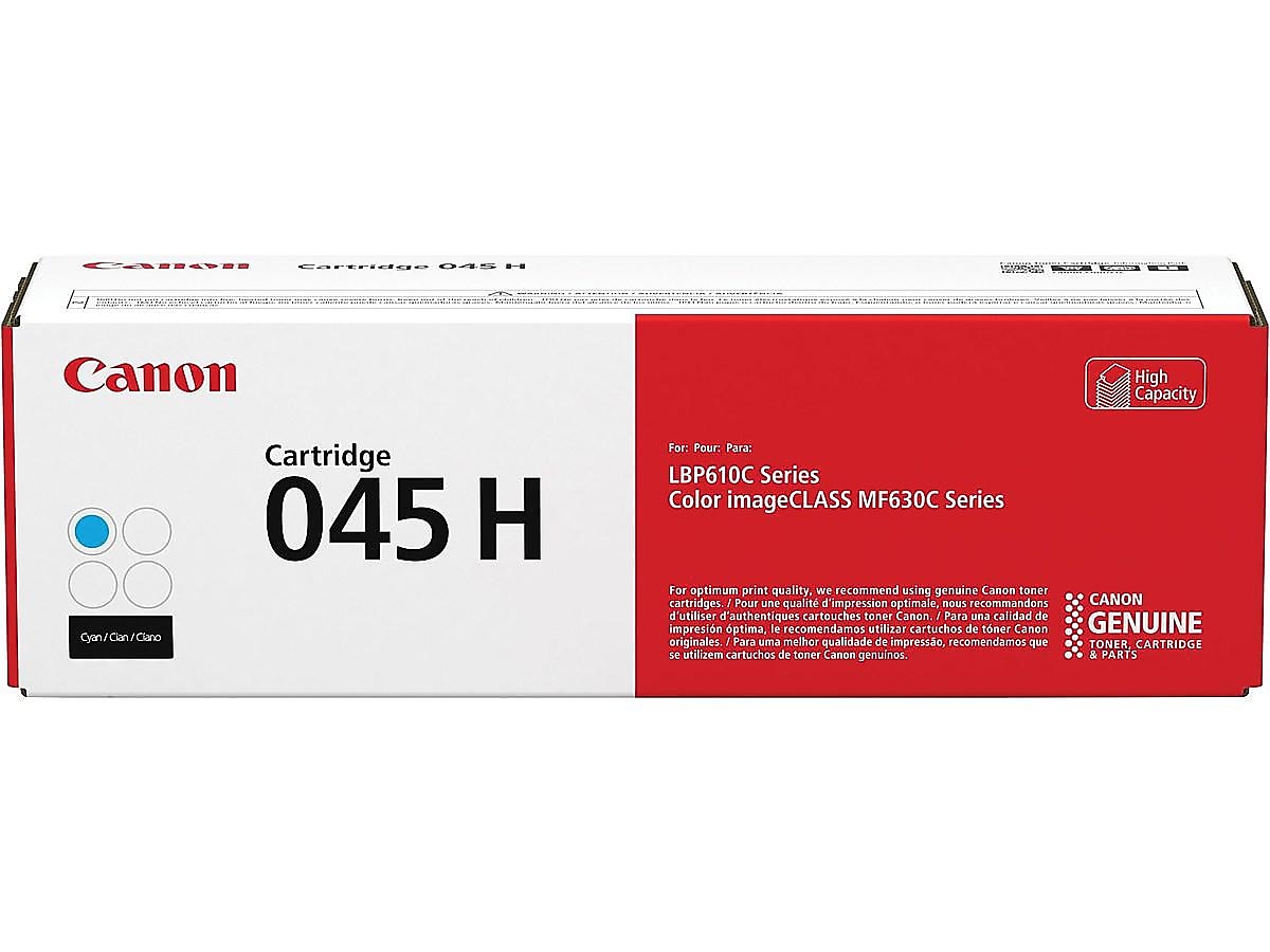 Canon 045 H Cyan High Yield Toner Cartridge, Prints Up to 2,200 Pages (1245C001)
