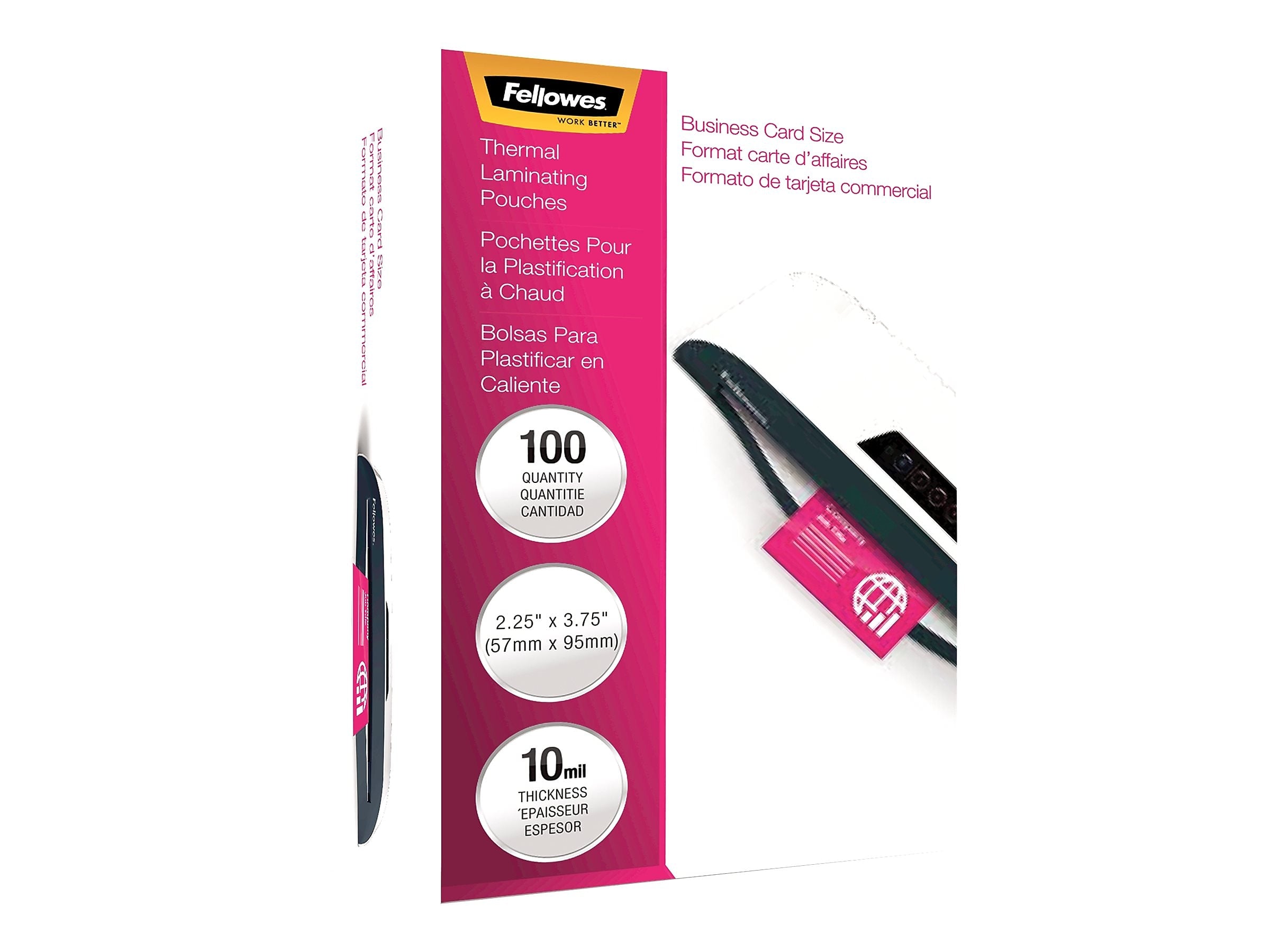 Fellowes Thermal Laminating Pouches, Business Card, 10 Mil, 100/Pack (52058)
