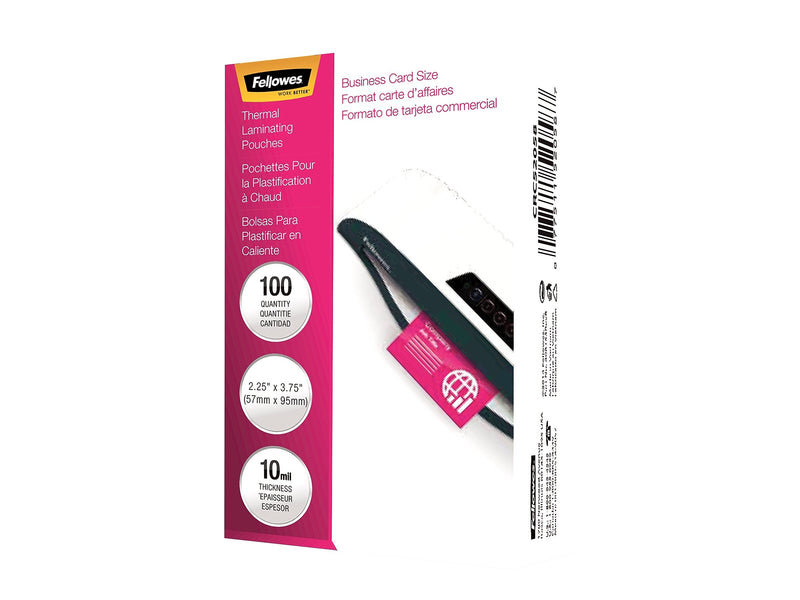 Fellowes Thermal Laminating Pouches, Business Card, 10 Mil, 100/Pack (52058)