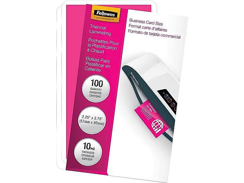 Fellowes Thermal Laminating Pouches, Business Card, 10 Mil, 100/Pack (52058)