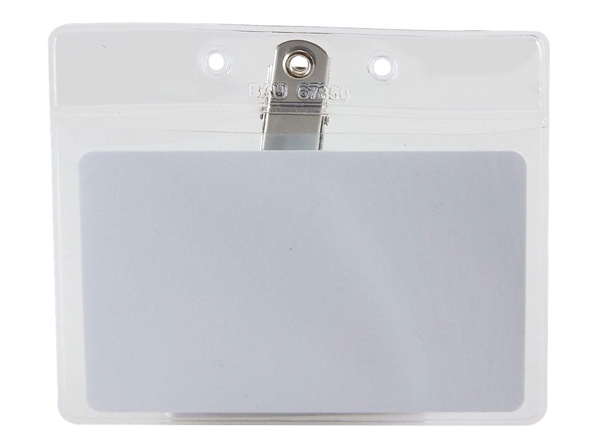 Sicurix Standard Clip On ID Badge Holder, Clear, 50/Pack (BAU67850)