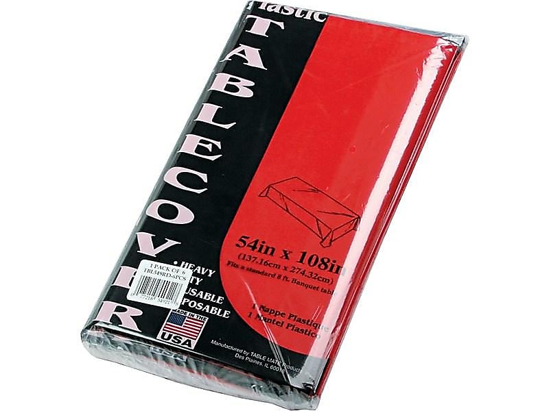 Table Mate Heavy Duty 108"W x 54"D Solid Table Cover Red 6/Pack (TBL-549-RD)
