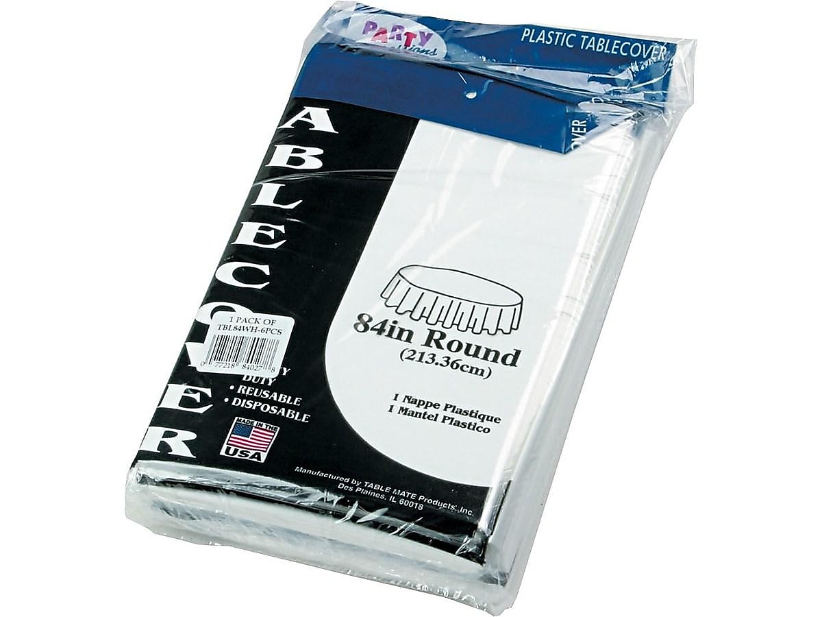 Table Mate True Round Heavy Duty 84"Dia Solid Table Cover White 6/Pack (TBL-84-WH)