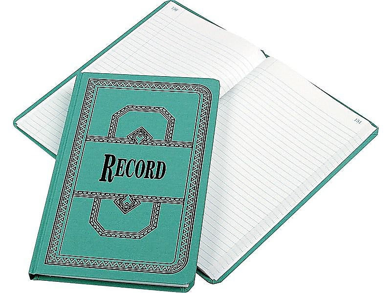 Boorum & Pease 66 Series Record Book, 7.63"W x 12.13"L, Blue, 150 Sheets/Book (ESS-66-300-R)
