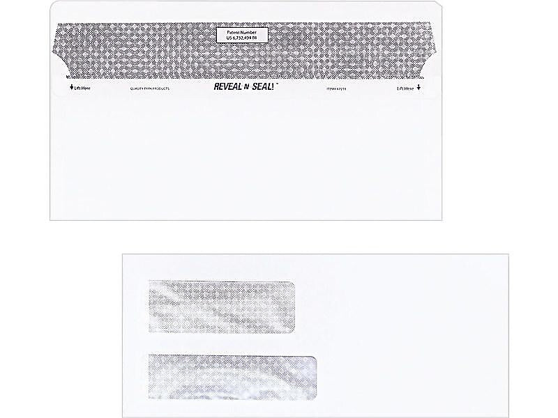 Quality Park Reveal-N-Seal Security Tinted #9 Double Window Envelopes, 3 7/8" x 8 7/8", White Wove, 500/Box (QUA67529)