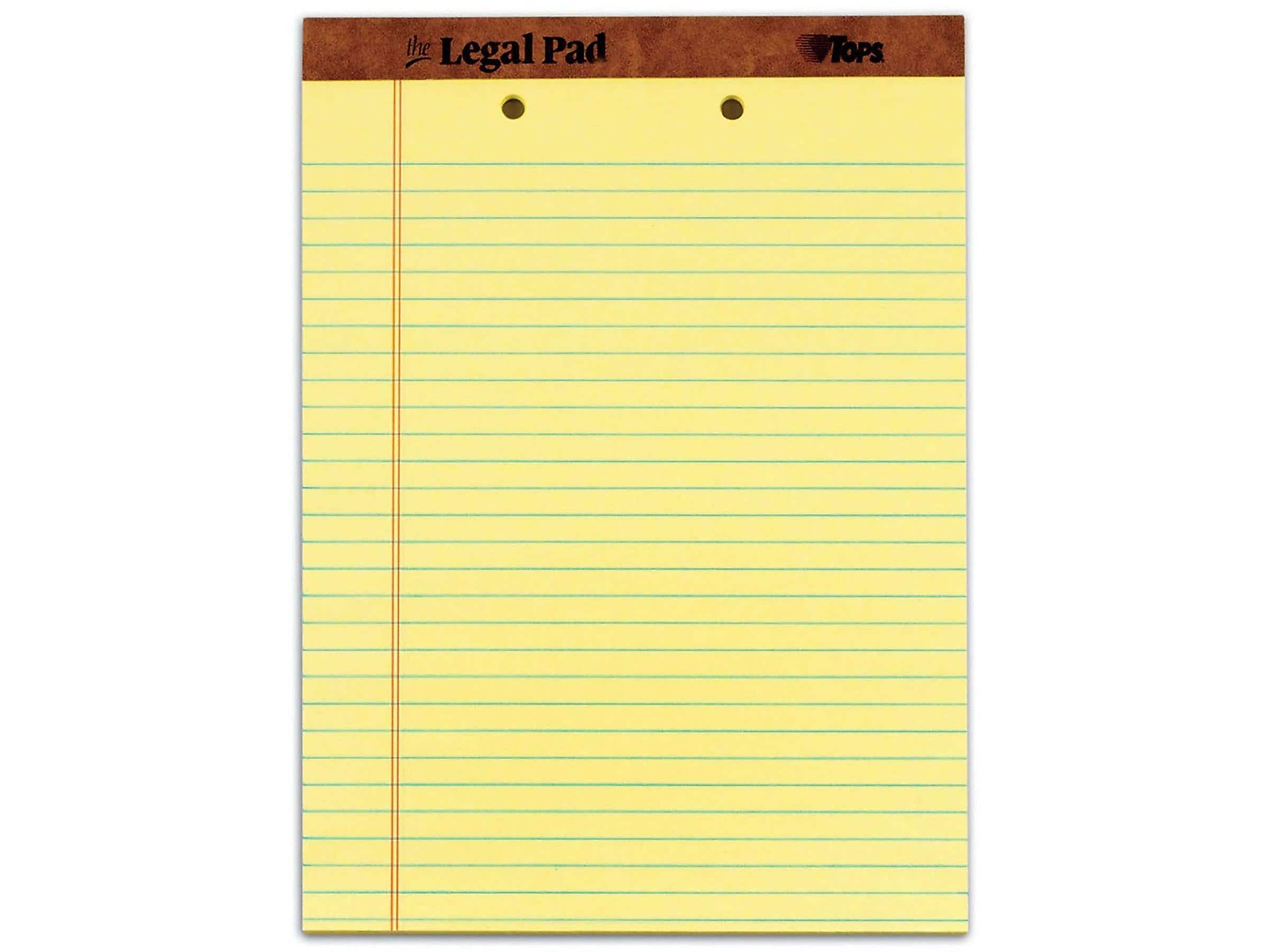 TOPS The Legal Pad Notepads, 8.5" x 11.75", Wide Ruled, Canary, 50 Sheets/Pad, 12 Pads/Pack (TOP 7531)