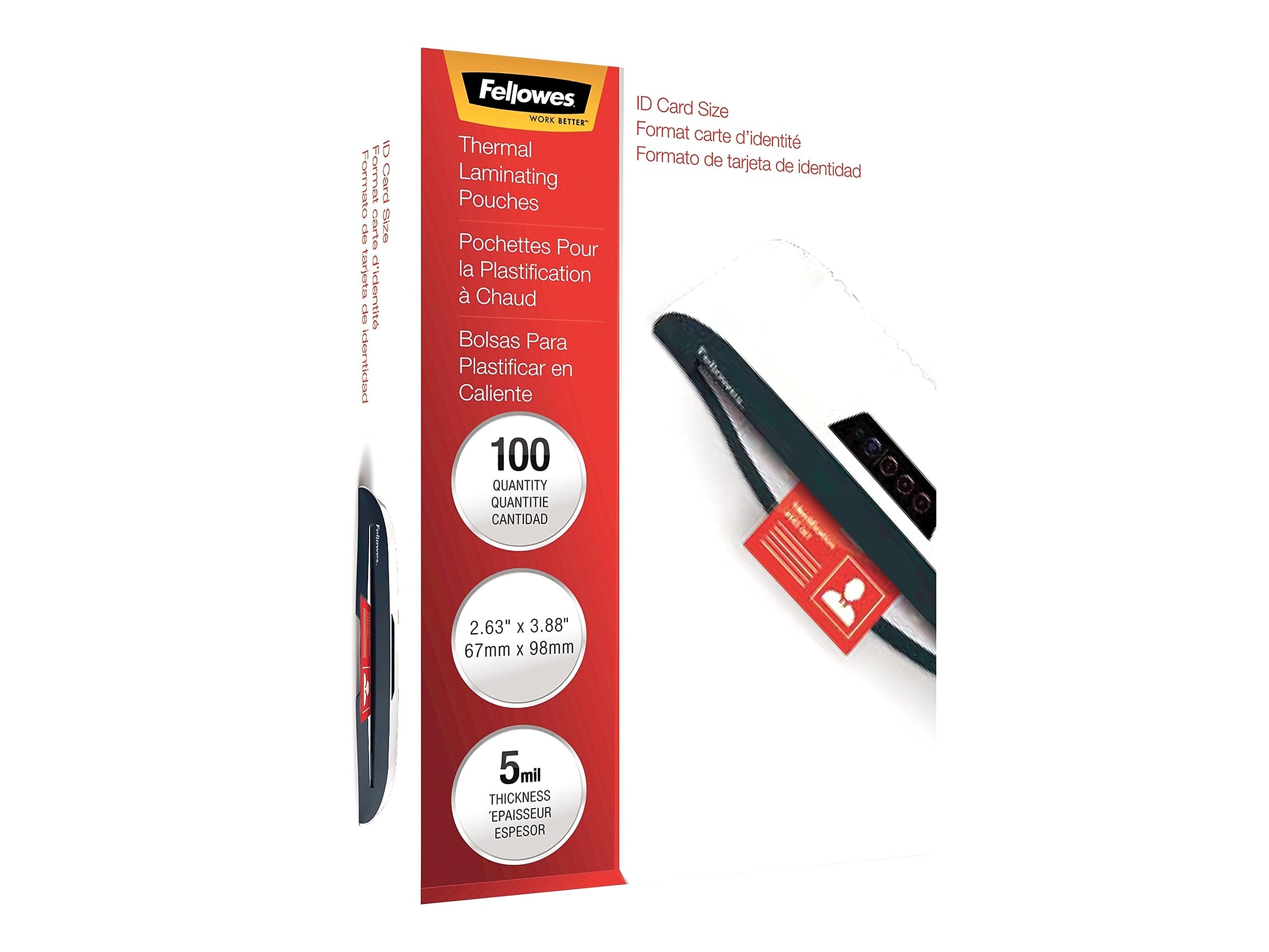 Fellowes Thermal Laminating Pouches, ID Tag, 5 Mil, 100/Pack (52015)