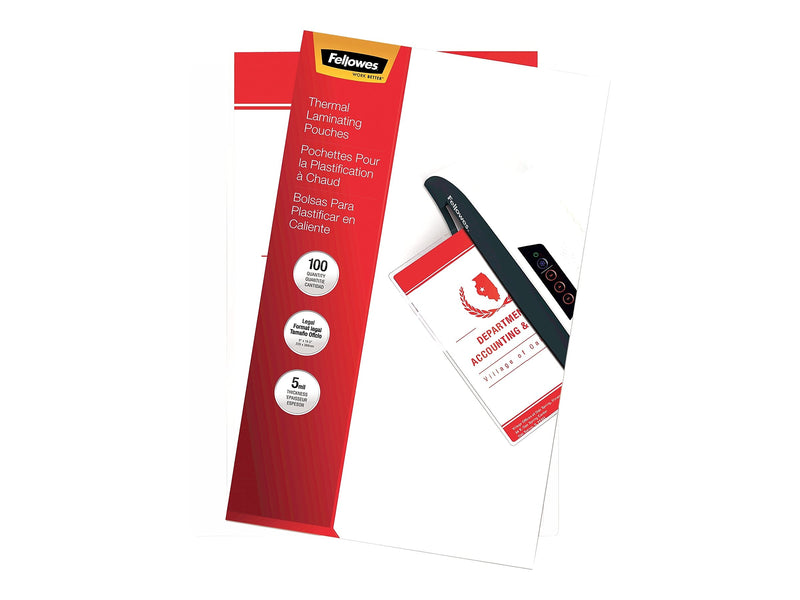 Fellowes Thermal Laminating Pouches, Legal Size, 5 Mil, 100/Pack (52045)