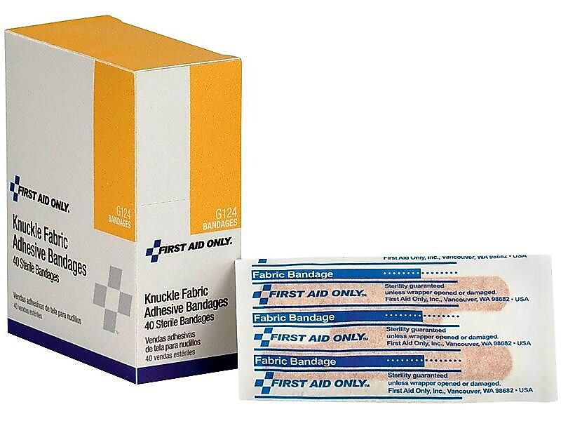 First Aid Only Knuckle Fabric Bandages, 2.5" x 3.25", 40/Box (G124)