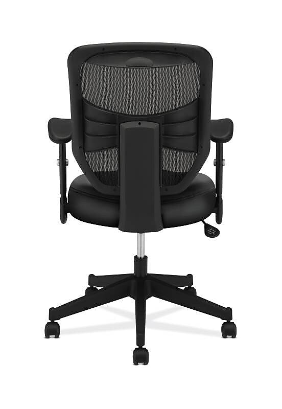 HON Prominent Mesh High-Back Task Chair, Adjustable Arms, Black SofThread Leather Seat (BSXVL531SB11)