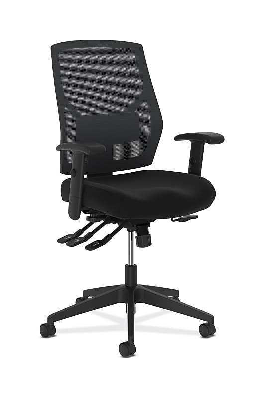 HON Crio High-Back Task Chair, Mesh Back, Adjustable Arms, Adjustable Lumbar, Black Fabric (BSXVL582ES10T)