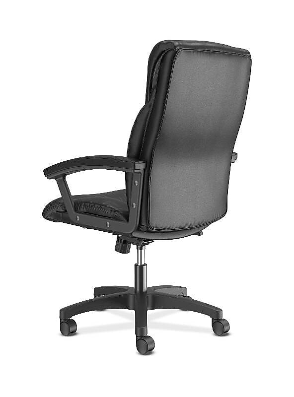 HON SofThread Leather High-Back Executive Chair, Center-Tilt, Fixed Arms, Black (BSXVL151SB11)