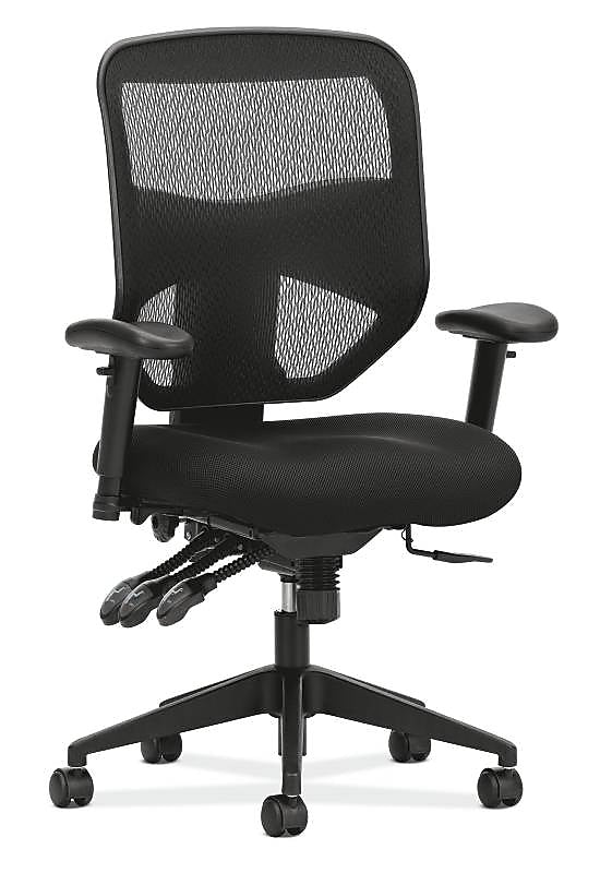 HON Prominent Mesh High-Back Task Chair, Asynchronous Control, Seat Glide, 2-Way Arms, Black Mesh (BSXVL532MM10)