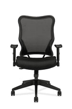 HON Wave Mesh High-Back Task Chair, Synchro-Tilt, Adjustable Arms, Black Sandwich Mesh Seat (BSXVL702MM10)