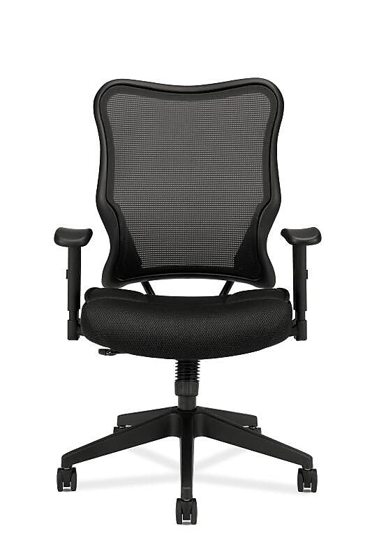 HON Wave Mesh High-Back Task Chair, Synchro-Tilt, Adjustable Arms, Black Sandwich Mesh Seat (BSXVL702MM10)