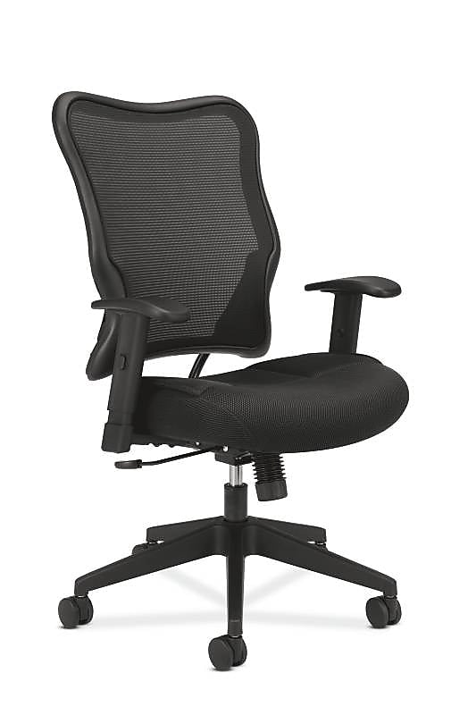 HON Wave Mesh High-Back Task Chair, Synchro-Tilt, Adjustable Arms, Black Sandwich Mesh Seat (BSXVL702MM10)