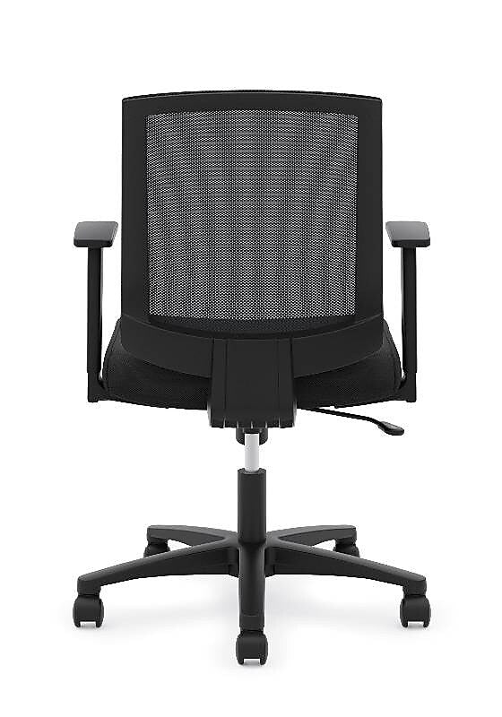HON Mesh Mid-Back Task Chair, Center-Tilt, Tension, Lock, Fixed Arms, Black Mesh, Black Fabric (BSXVL511LH10)