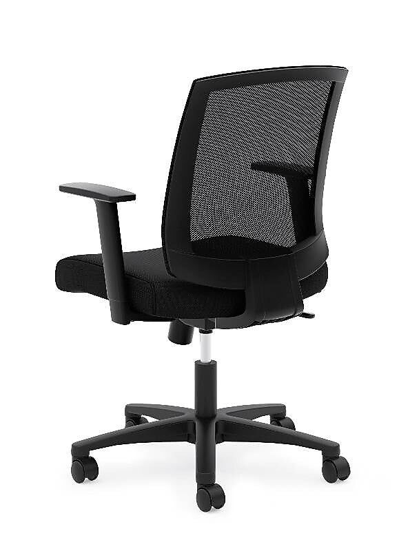 HON Mesh Mid-Back Task Chair, Center-Tilt, Tension, Lock, Fixed Arms, Black Mesh, Black Fabric (BSXVL511LH10)