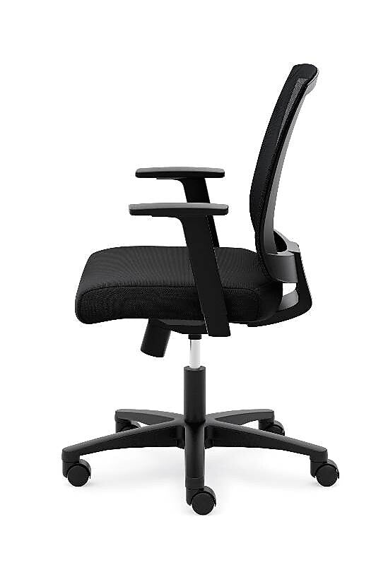 HON Mesh Mid-Back Task Chair, Center-Tilt, Tension, Lock, Fixed Arms, Black Mesh, Black Fabric (BSXVL511LH10)