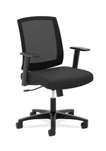 HON Mesh Mid-Back Task Chair, Center-Tilt, Tension, Lock, Fixed Arms, Black Mesh, Black Fabric (BSXVL511LH10)