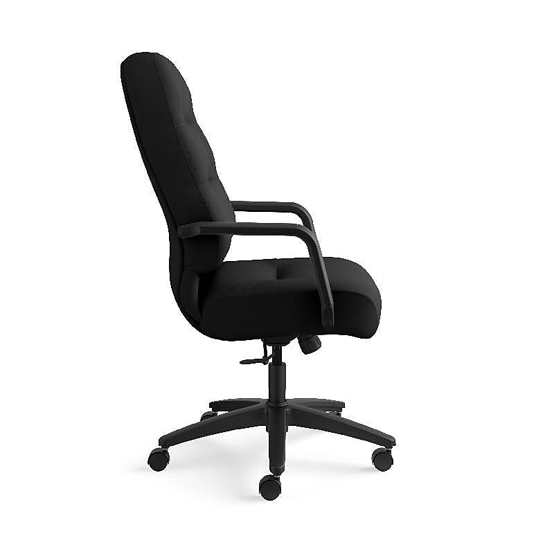 HON Pillow-Soft Executive High-Back Chair, Center-Tilt, Fixed Arms, Black Fabric