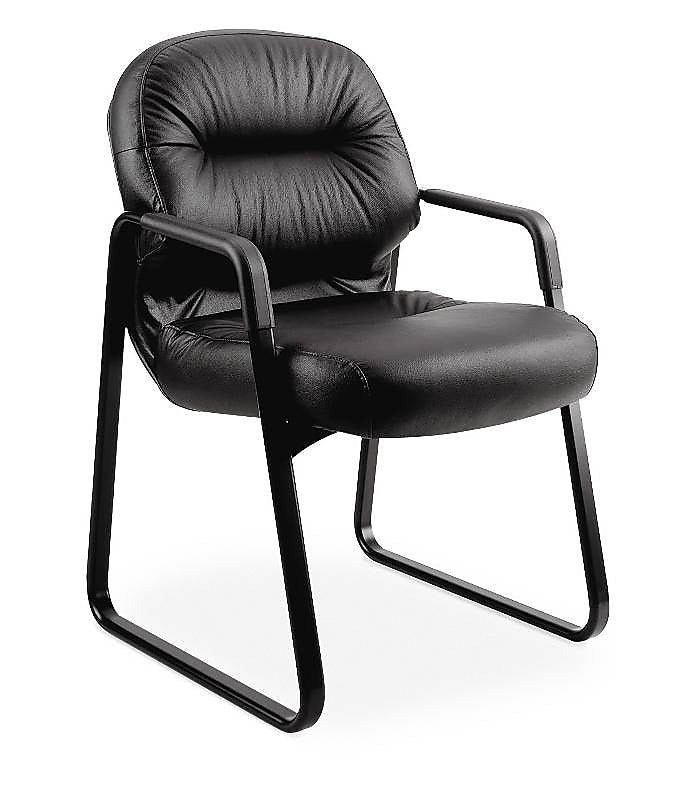 HON Pillow-Soft Leather Guest Chair, Black (HON2093SR11T)