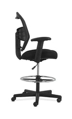 HON Prominent Fabric/Mesh Task Stool with Backrest and Footrest, Black (HONVL539MM10)