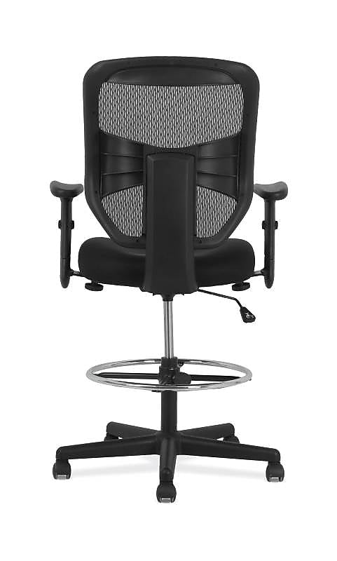 HON Prominent Fabric/Mesh Task Stool with Backrest and Footrest, Black (HONVL539MM10)