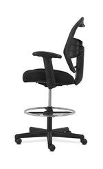 HON Prominent Fabric/Mesh Task Stool with Backrest and Footrest, Black (HONVL539MM10)