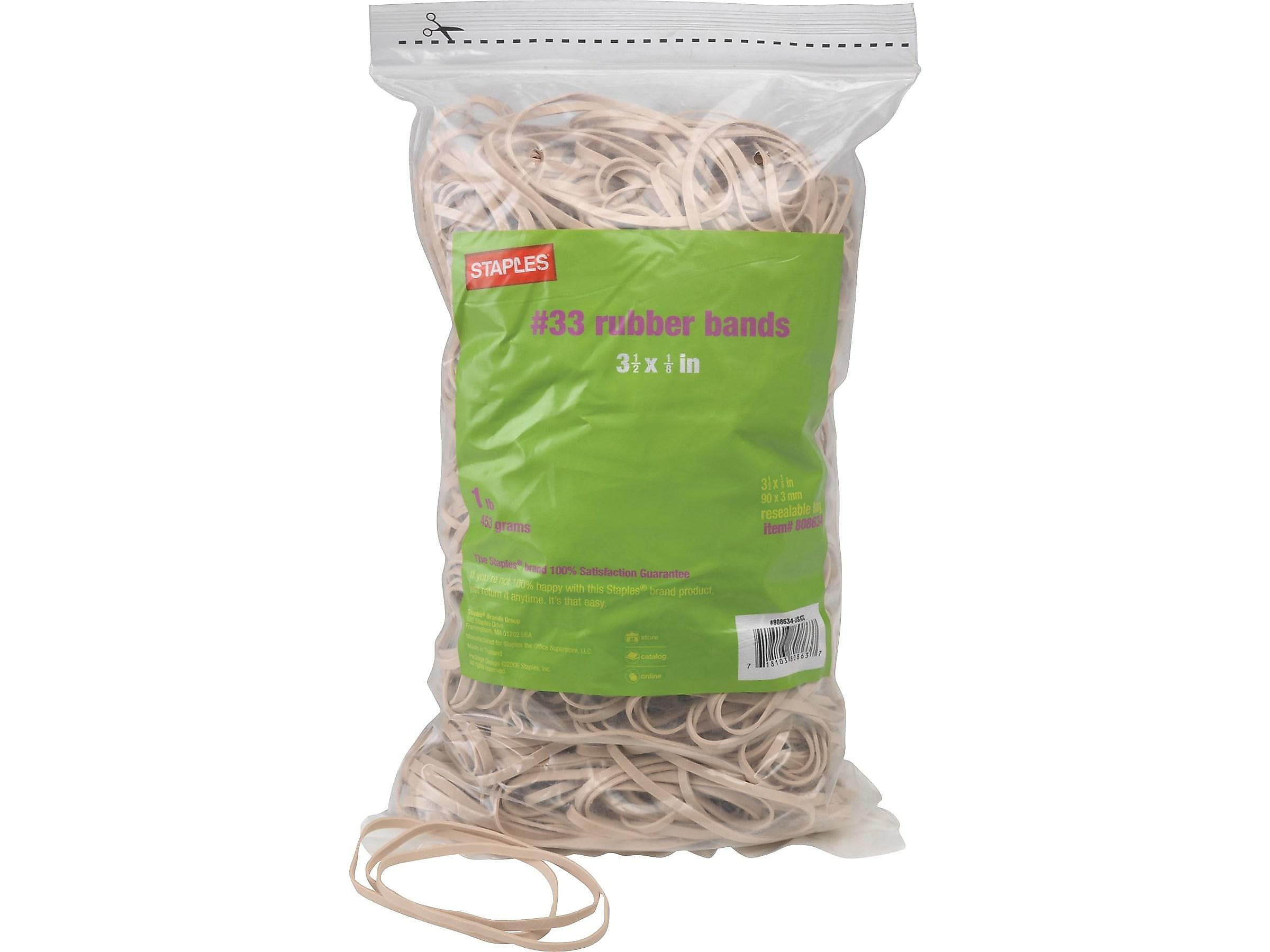 Staples Economy Rubber Bands, #33, 1 lb. Bag, 25 Bags/Carton (17784CT)